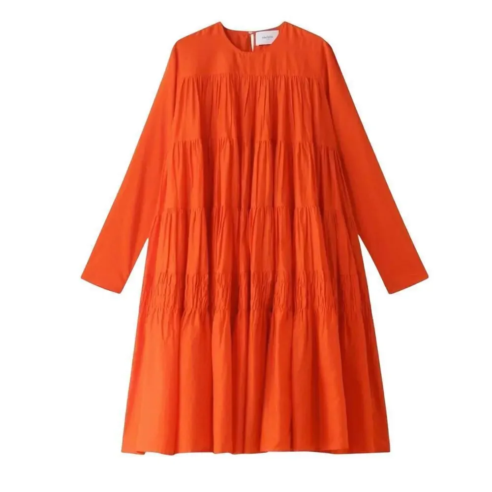 Merlette Soliman Midi Contemporary Casual Dress Size Small Flame